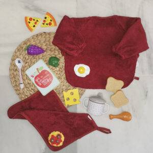 Babero de rizo manga larga y mini toalla bebé para guardería de Mimuselina