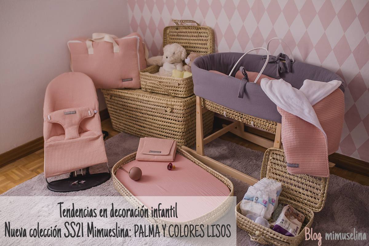 Tendencias decoración infantil: palma y colores lisos colección primavera verano 2021 mimuselina