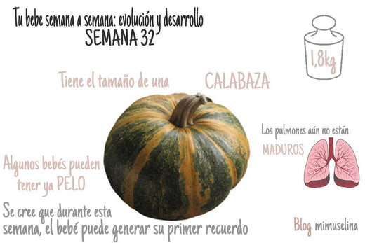 Semana 32 del embarazo evolución y desarrollo tamaño calabaza